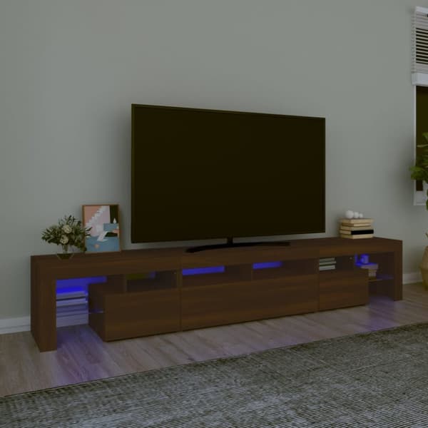 vidaXL Tv-bänk med LED-belysning brun ek 230x36,5x40 cm -  TV-bänkar