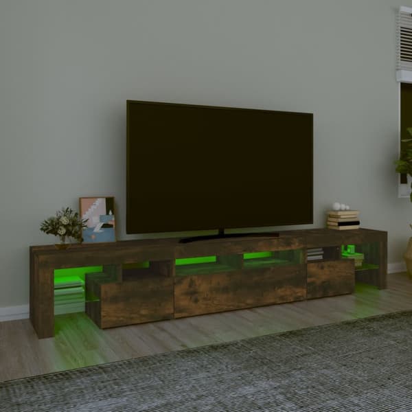 vidaXL tv-skab med LED-lys 230x36,5x40 cm røget egetræ -  TV-møbler