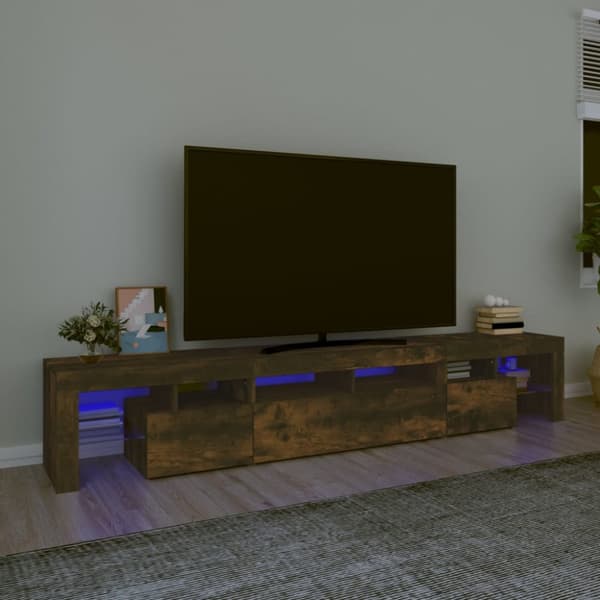 vidaXL tv-skab med LED-lys 230x36,5x40 cm røget egetræ -  TV-møbler