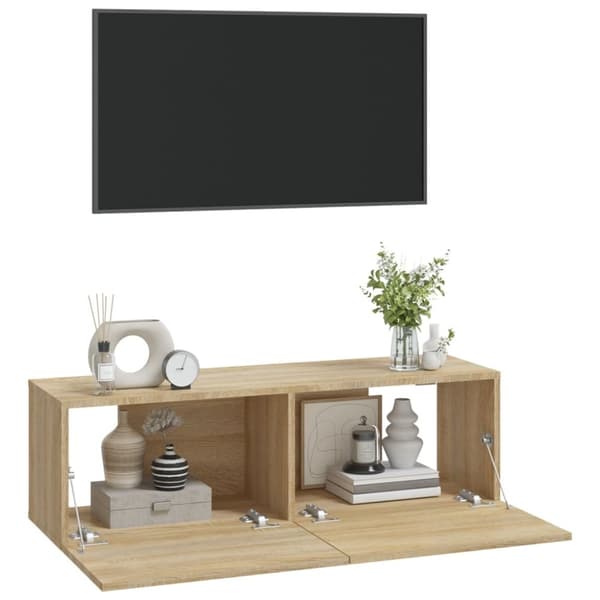 vidaXL TV-seinäkaapit 2 kpl Sonoma-tammi 100x30x30 cm tekninen puu - TV-tasot