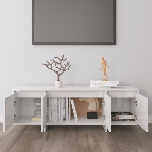 vidaXL TV-bänk vit högglans 120x30x40,5 cm konstruerat trä - TV-bänkar