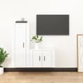 Miniatyrbild 1 av 6: vidaXL Tv-skåp 2 delar högglans vit konstruerat trä -  TV-bänkar