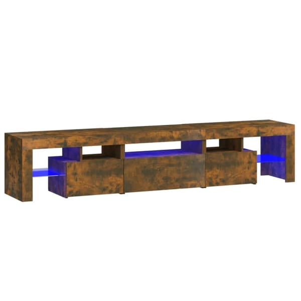 vidaXL tv-skab med LED-lys 200x36,5x40 cm røget egetræ -  TV-møbler
