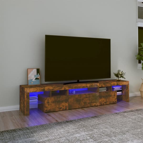 vidaXL tv-skab med LED-lys 200x36,5x40 cm røget egetræ - TV-møbler