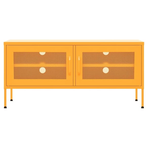 vidaXL Tv-bänk senapsgul 105x35x50 cm stål - TV-bänkar