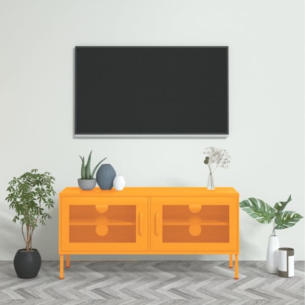 vidaXL Tv-bänk senapsgul 105x35x50 cm stål - TV-bänkar