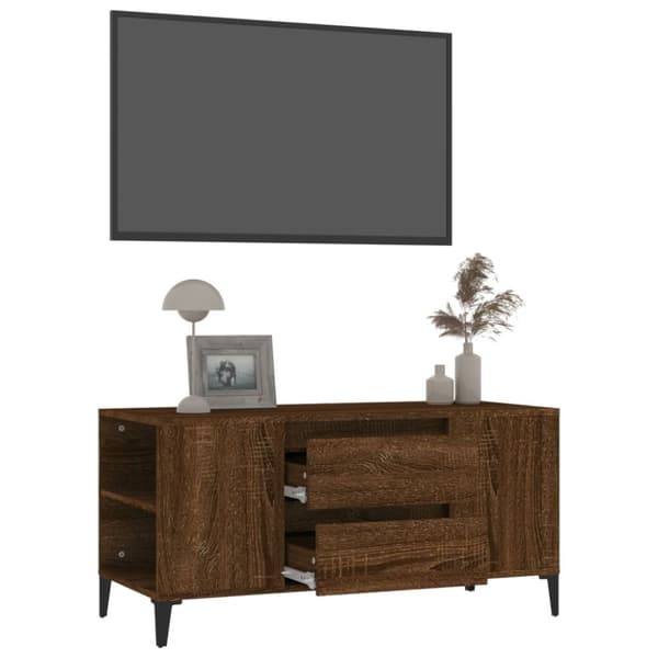 vidaXL tv-bord 102x44,5x50 cm konstrueret træ brun egetræsfarve -  TV-møbler