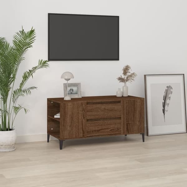 vidaXL tv-bord 102x44,5x50 cm konstrueret træ brun egetræsfarve -  TV-møbler