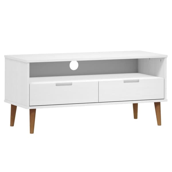 vidaXL Tv-bänk MOLDE vit 106x40x49 cm massiv furu - TV-bänkar