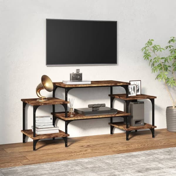 vidaXL Tv-bänk rökfärgad ek 117x35x52 cm konstruerat trä - TV-bänkar