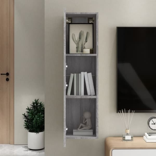 vidaXL Seinäkiinnitettävä TV-taso harmaa Sonoma 30,5x30x110 cm - TV-tasot