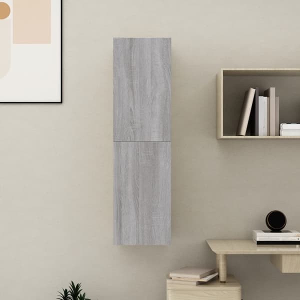vidaXL Seinäkiinnitettävä TV-taso harmaa Sonoma 30,5x30x110 cm - TV-tasot