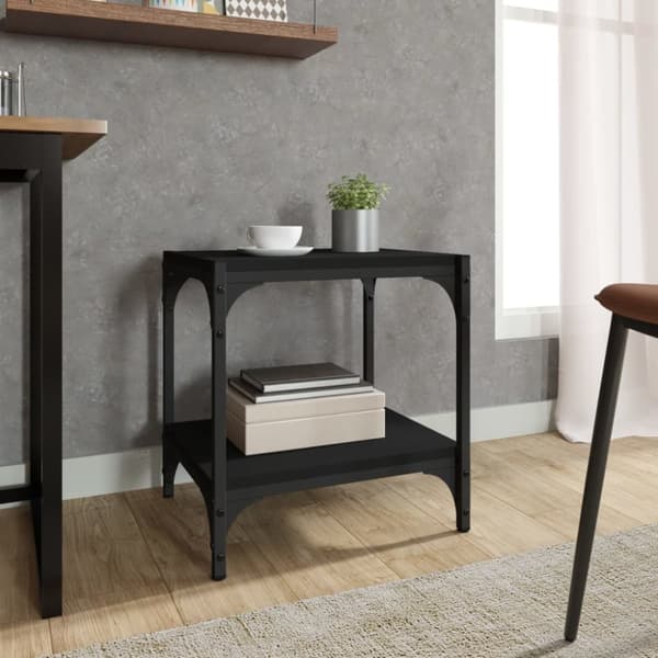 vidaXL Tv-bänk svart 40x33x41 cm Konstruerat trä och stål - TV-bänkar