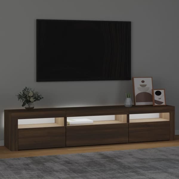 vidaXL TV-taso LED-valoilla ruskea tammi 195x35x40 cm - TV-tasot