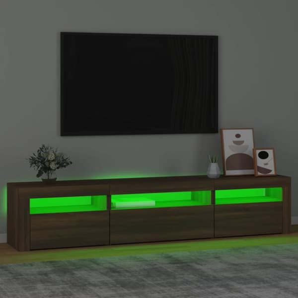 vidaXL TV-taso LED-valoilla ruskea tammi 195x35x40 cm - TV-tasot