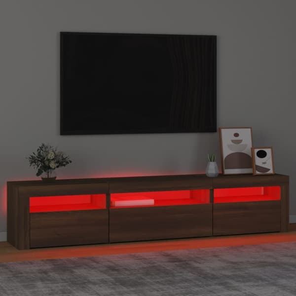 vidaXL TV-taso LED-valoilla ruskea tammi 195x35x40 cm - TV-tasot