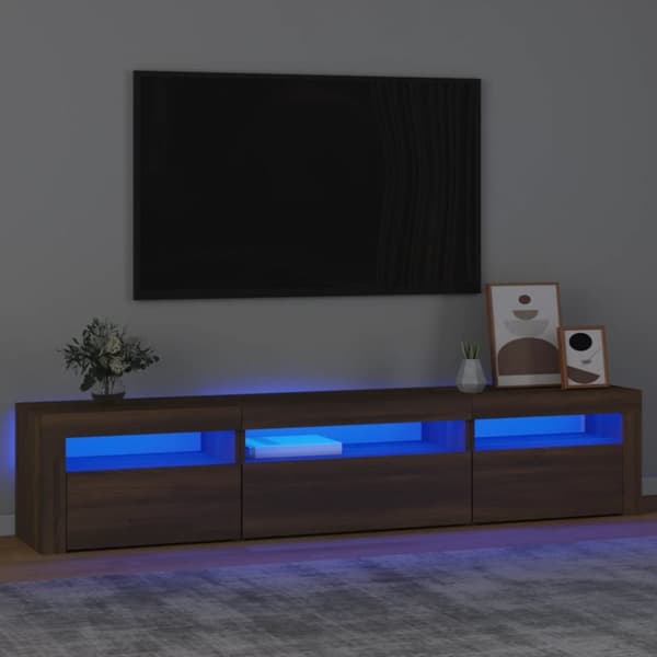 vidaXL TV-taso LED-valoilla ruskea tammi 195x35x40 cm - TV-tasot