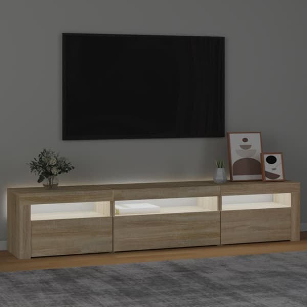 vidaXL tv-bord med LED-lys 195x35x40 cm sonoma-eg -  TV-møbler