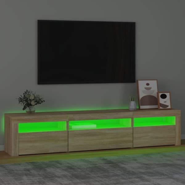 vidaXL tv-bord med LED-lys 195x35x40 cm sonoma-eg -  TV-møbler