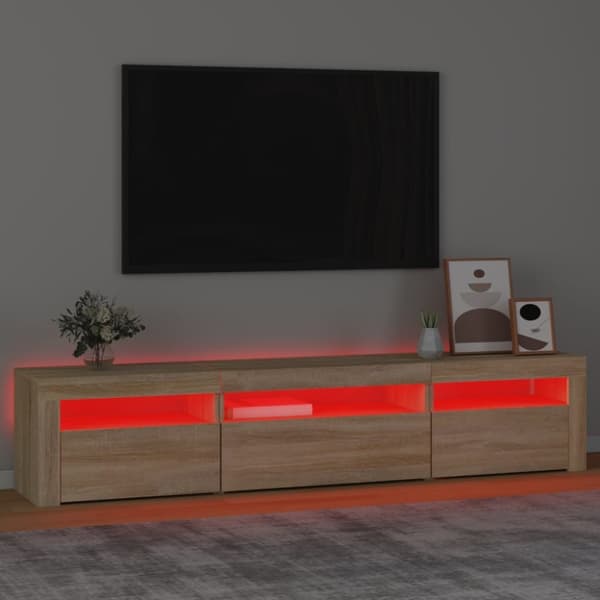 vidaXL tv-bord med LED-lys 195x35x40 cm sonoma-eg -  TV-møbler