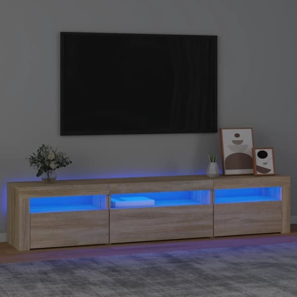 vidaXL tv-bord med LED-lys 195x35x40 cm sonoma-eg -  TV-møbler