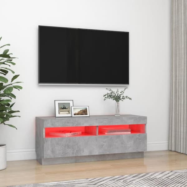 vidaXL TV-bänk med LED-belysning betonggrå 100x35x40 cm - TV-bänkar