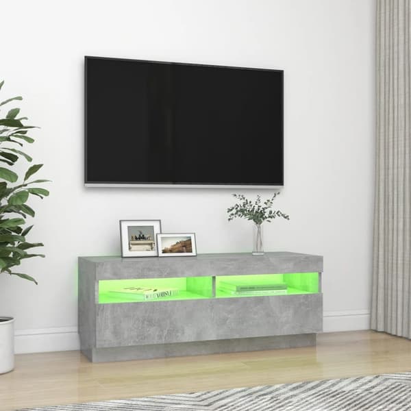 vidaXL TV-bänk med LED-belysning betonggrå 100x35x40 cm - TV-bänkar