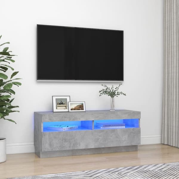 vidaXL TV-bänk med LED-belysning betonggrå 100x35x40 cm - TV-bänkar