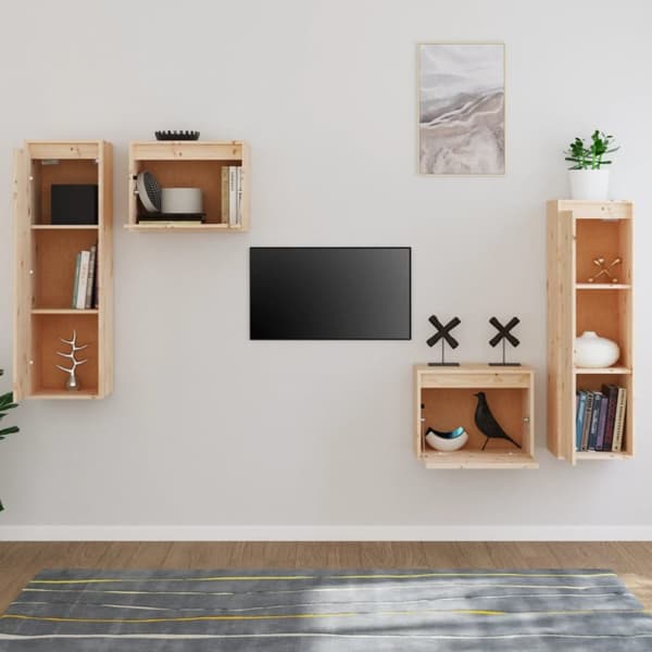 vidaXL Tv-bänk 4 st massiv furu - TV-bänkar
