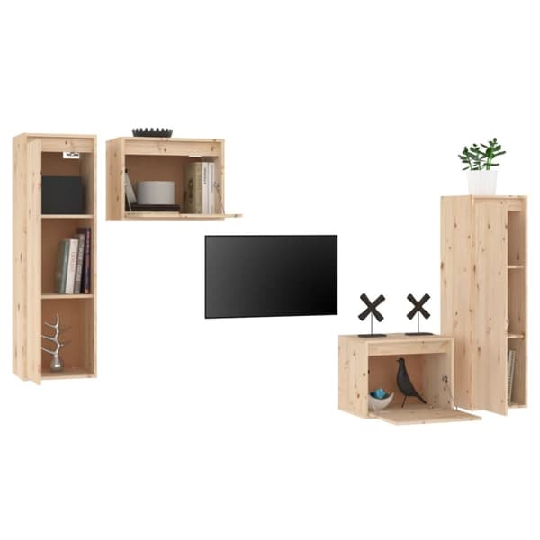 vidaXL Tv-bänk 4 st massiv furu -  TV-bänkar