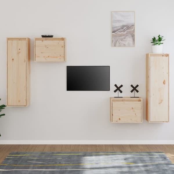 vidaXL Tv-bänk 4 st massiv furu -  TV-bänkar