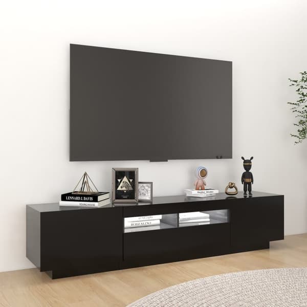 vidaXL TV-bänk med LED-belysning svart 180x35x40 cm -  TV-bänkar