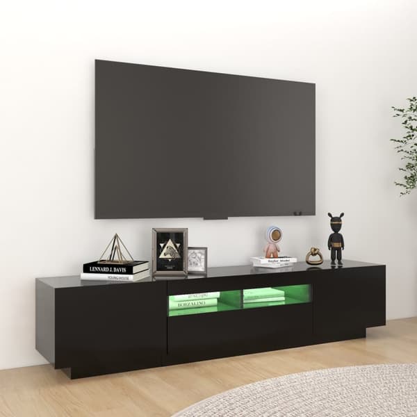 vidaXL TV-bänk med LED-belysning svart 180x35x40 cm -  TV-bänkar