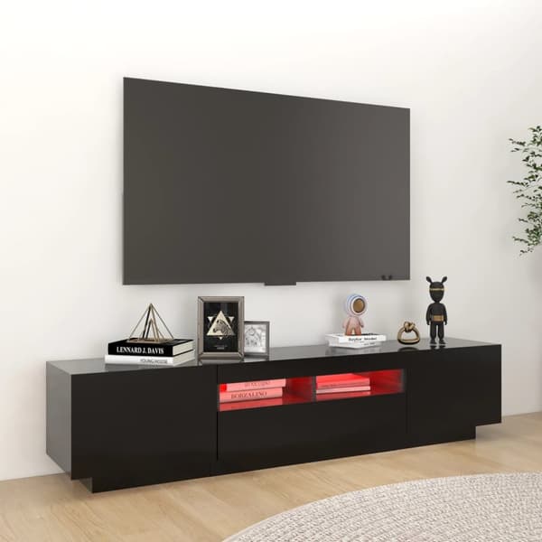 vidaXL TV-bänk med LED-belysning svart 180x35x40 cm -  TV-bänkar