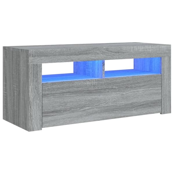 vidaXL tv-bord med LED-lys 90x35x40 cm grå sonoma-eg - TV-møbler