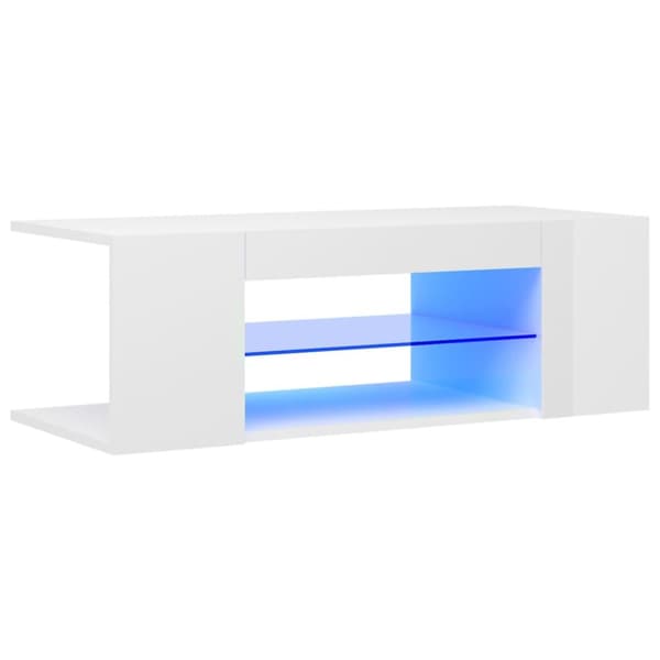 vidaXL TV-taso LED-valoilla korkeakiilto valkoinen 90x39x30 cm - TV-tasot