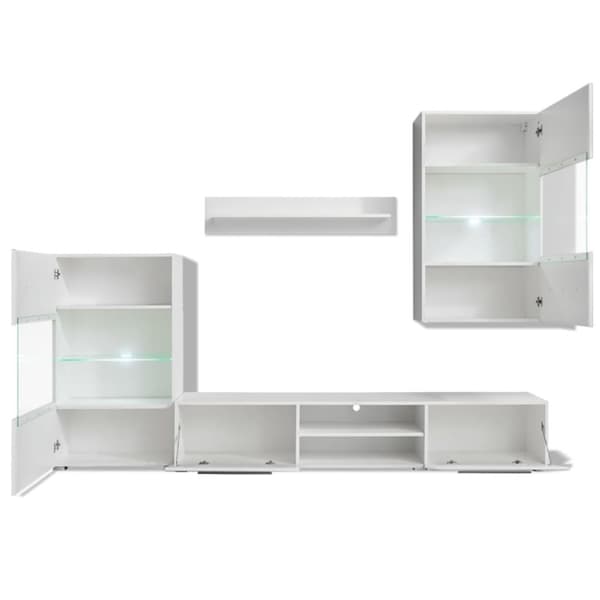 vidaXL skabssæt med tv-skab og LED-lys 5 dele hvid - TV-møbler