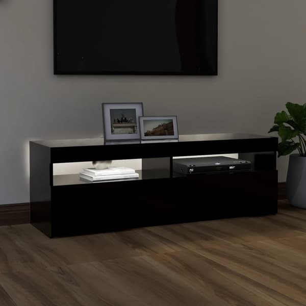 vidaXL TV-bänk med LED-belysning svart 120x35x40 cm - TV-bänkar