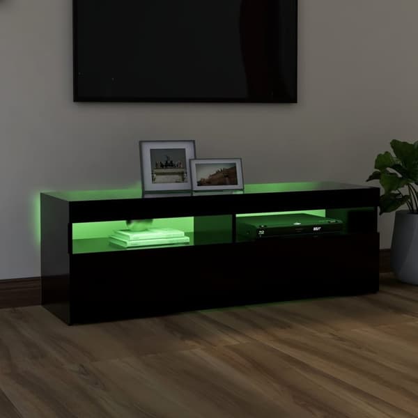 vidaXL TV-bänk med LED-belysning svart 120x35x40 cm - TV-bänkar