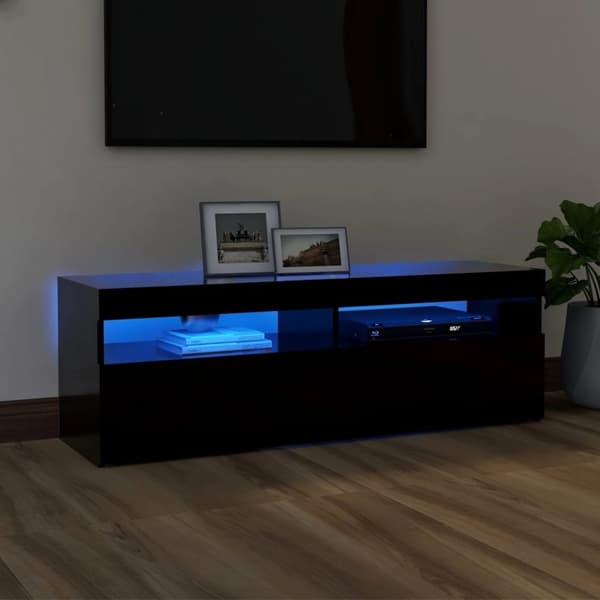 vidaXL TV-bänk med LED-belysning svart 120x35x40 cm - TV-bänkar