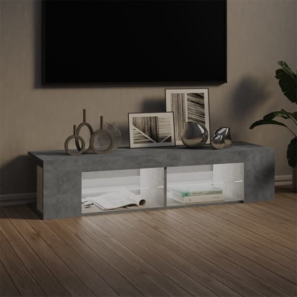 vidaXL tv-skab med LED-lys 135x39x30 cm betongrå -  TV-møbler