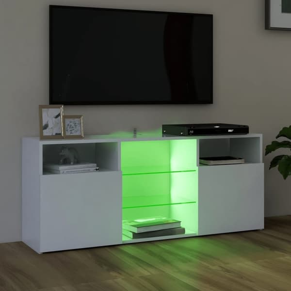 vidaXL tv-skab med LED-lys 120x30x50 cm hvid -  TV-møbler