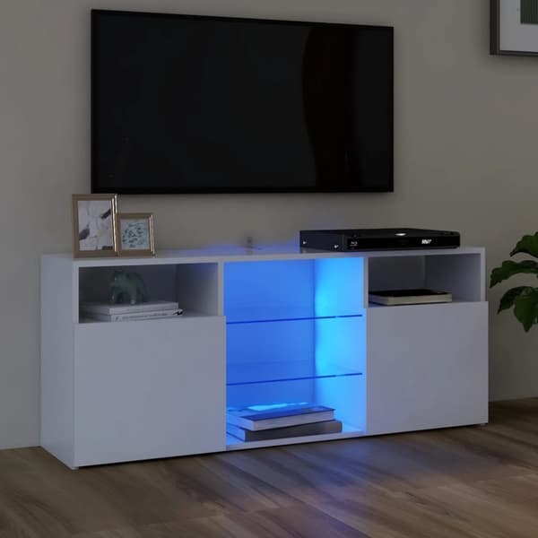 vidaXL tv-skab med LED-lys 120x30x50 cm hvid -  TV-møbler