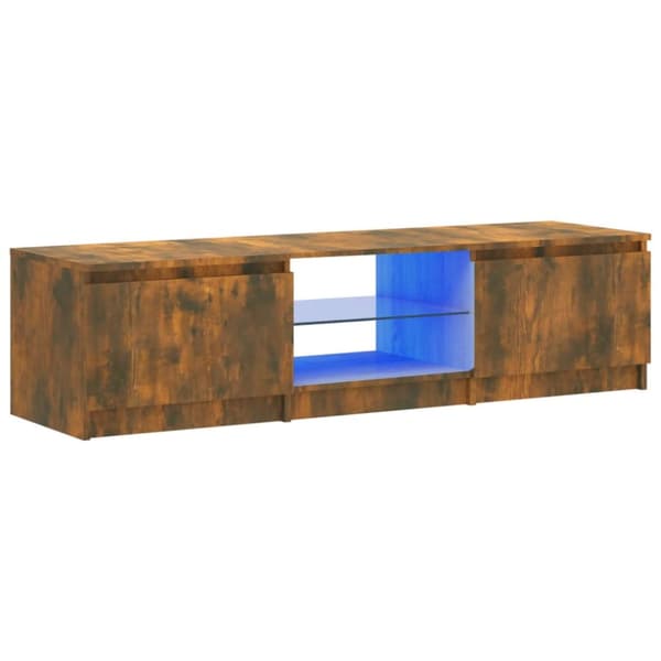 vidaXL tv-bord med LED-lys 140x40x35,5 cm røget egetræsfarve -  TV-møbler