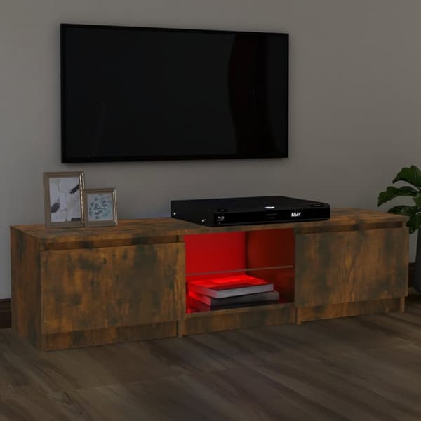 vidaXL tv-bord med LED-lys 140x40x35,5 cm røget egetræsfarve -  TV-møbler