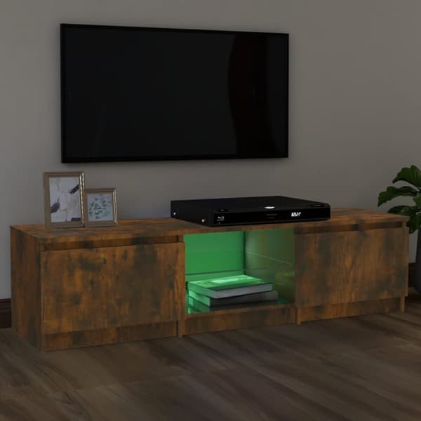 vidaXL tv-bord med LED-lys 140x40x35,5 cm røget egetræsfarve -  TV-møbler