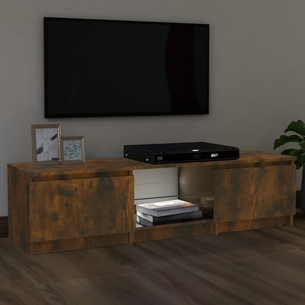 vidaXL tv-bord med LED-lys 140x40x35,5 cm røget egetræsfarve -  TV-møbler