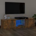 Miniatyrbillede 1 af 6: vidaXL tv-bord med LED-lys 140x40x35,5 cm røget egetræsfarve -  TV-møbler