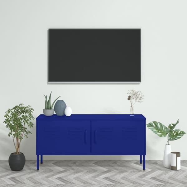 vidaXL Tv-bänk marinblå 105x35x50 cm stål - TV-bänkar