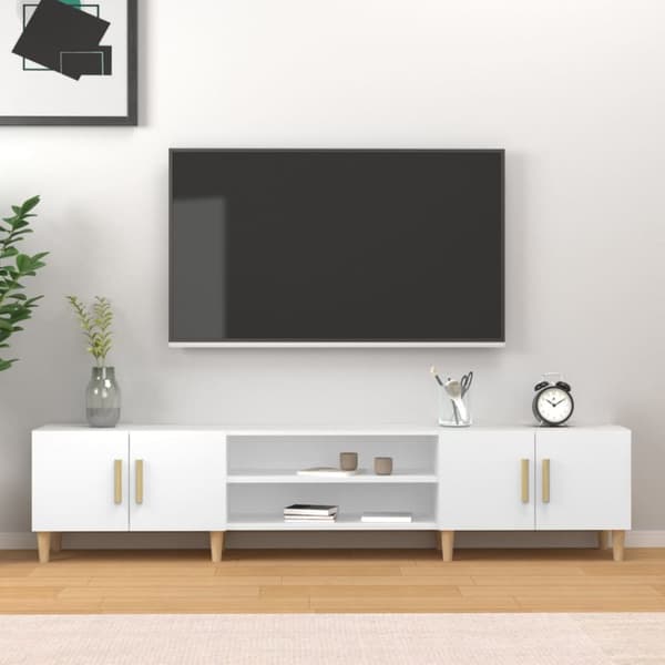 vidaXL tv-bord 180x31,5x40 cm konstrueret træ hvid - TV-møbler